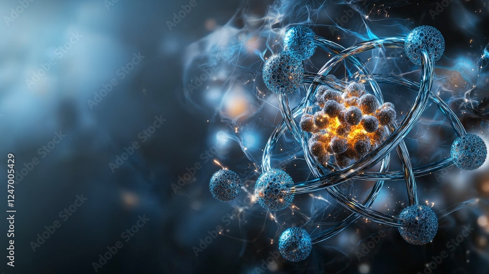 Poster Dynamic atomic structure visualization a close-up scientific illustration in a digital art laboratory environment