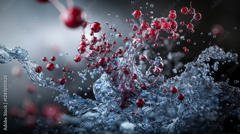 Leinwandbilder Synchronized molecules dancing in water a scientific visualization of laboratory experiment in abstract environment