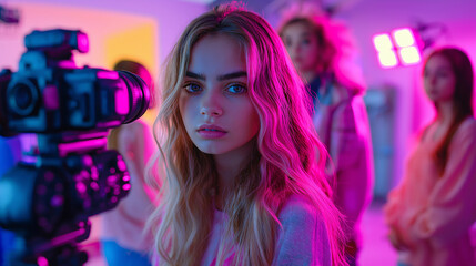 A photography of Diverse group of Gen Z influencers creating content for social media