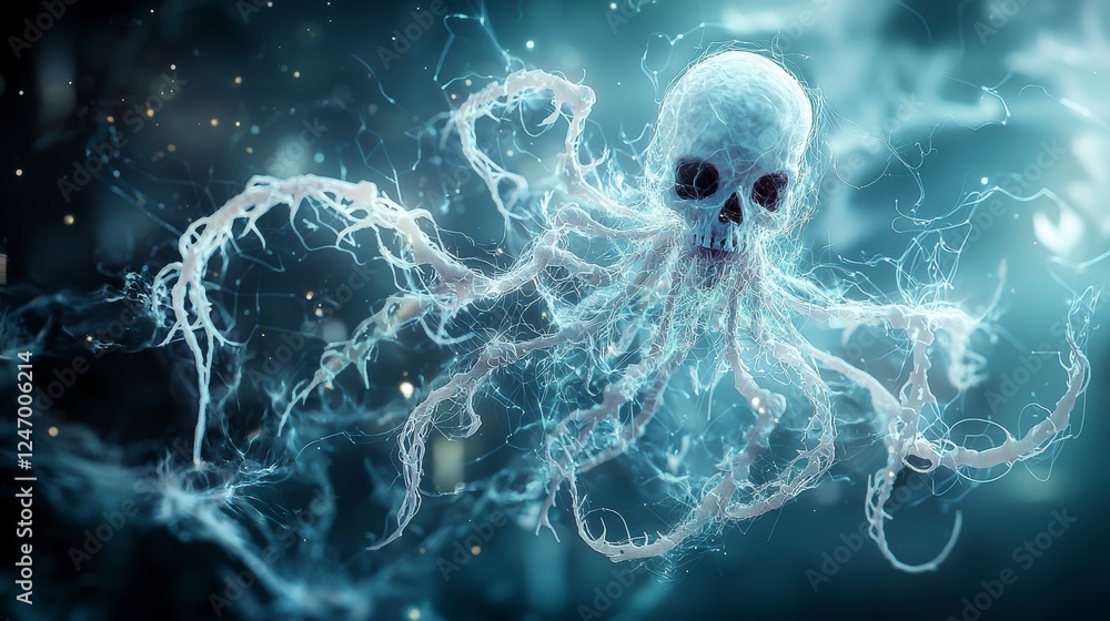 Poster digital spirits ethereal souls manifesting in a ghostly ocean realm artistic digital creation mystic