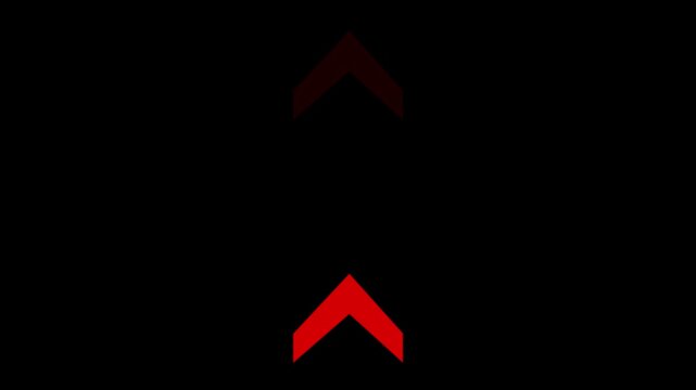 Animation of sweep up arrow icon. Up direction animated arrow. Red sweep up arrow animation on black background.
