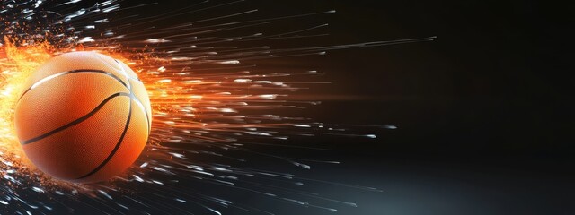 Fiery Basketball Speed and Power: Dynamic Sports Action Image