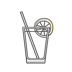 Refreshing drink with straw and lemon slice, vector illustration for commercial use