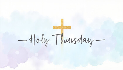 Pastel Maundy Thursday card with cross design, elegant spirituality