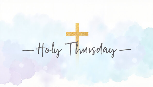 Pastel Maundy Thursday card with cross design, elegant spirituality - Powered by Adobe