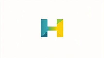 Fototapeta premium The letter 'H' and an H-shaped symbol in green, yellow, and blue colors on a white background