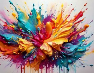 explosión de color; acuarela abstracta hecha a mano; aislada sobre fondo blanco para decoración