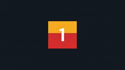 Fototapeta premium a red and yellow square with the number '1' in white at the center