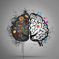 Left right human brain concept