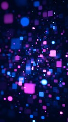 Blue and purple pixelated dots on a black background
