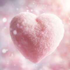 Fototapeta premium Pastel Cotton Candy Heart Flat Lay for Valentine's Day Romance Campaigns
