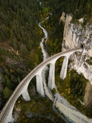 railway bridge in switzerland. famous swiss railway bridge from a bird's eye view. popular tourist...