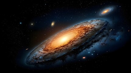 Fototapeta premium Breathtaking cosmic landscape featuring multiple galaxies merging in deep space showcasing the dynamic and captivating dance of celestial bodies and the enigmatic phenomena of the universe