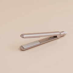 Hair straightener, sleek mood, showcasing styling tool, soft background