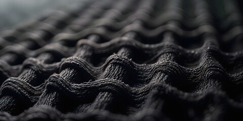 macro shot of black textile fiber 