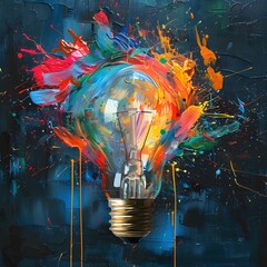 Lightbulb eureka moment with Impactful and inspiring artistic 
