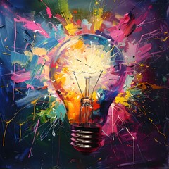 Lightbulb eureka moment with Impactful and inspiring artistic 