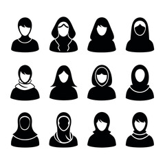 Diverse Female Icons with Various Headwear