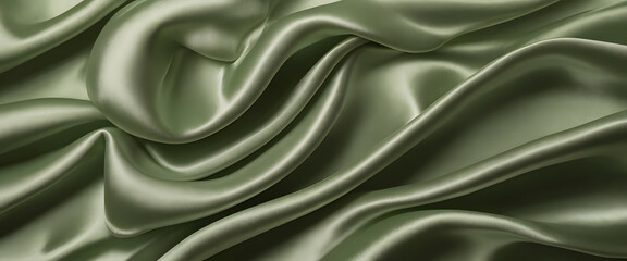 Obraz premium Luxurious Green Silk Fabric Flowing Gracefully for Ramadan Events