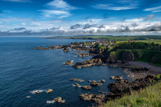 Scenic Village St. Abbs At The Spectacular Atlantic Coast of St. Abbs Head In Berwickshire In Scotland, UK