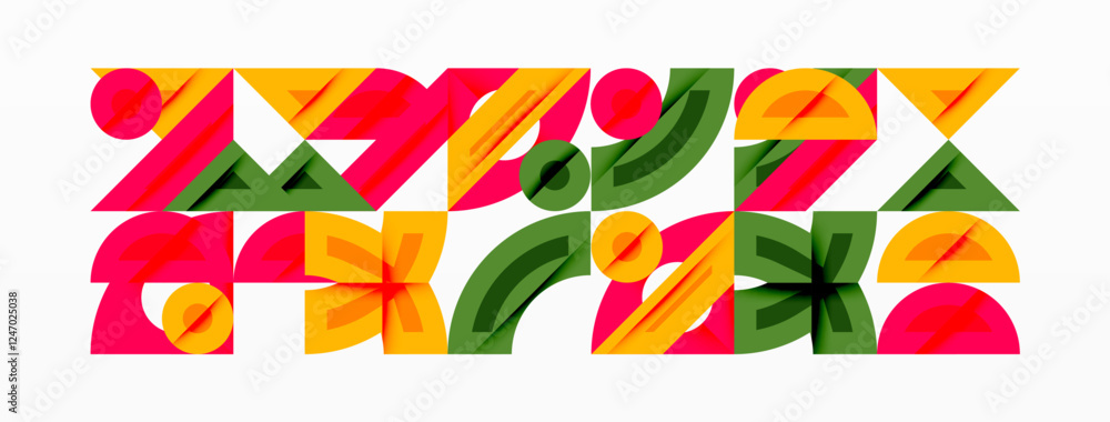 Wall mural abstract geometric background with shapes, featuring circular and rounded elements. bold contrast, s