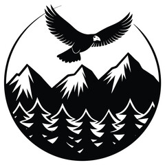 Obraz premium Majestic Eagle Soaring Above Mountain Peaks