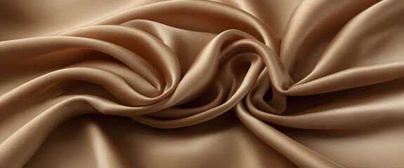 Fototapeta premium Luxurious Satin Fabric in Rich Beige Flowing Gracefully