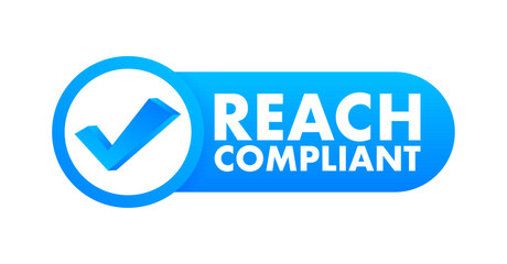 Reach compliant icon showing check mark and european union regulation compliance