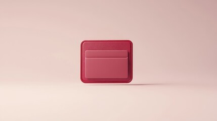 Minimalist square-shaped object with a recessed panel, rendered in a muted pink hue against a pale pink background.
