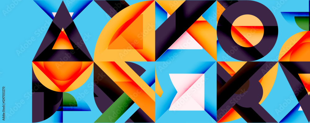 Poster Minimal geometric abstract background. Circle square and triangle design