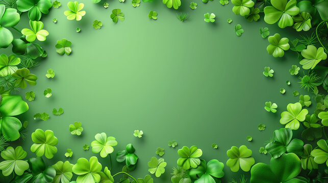 st patricks day background shamrock leaves frame green festive holiday decorative border