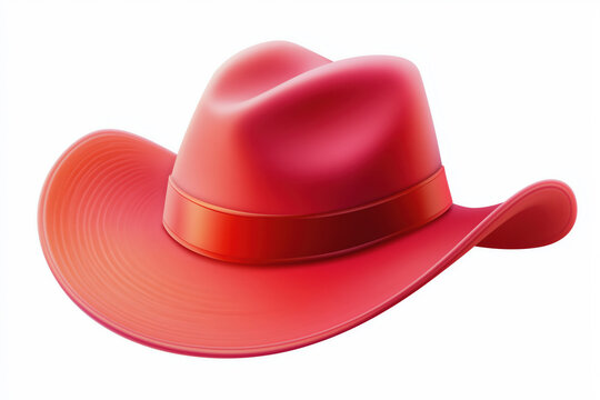 Bright red cowboy hat with a glossy finish displayed against a white background