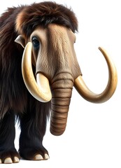 Obraz premium Woolly mammoth isolated on white background. Front view of extinct prehistoric mammal.