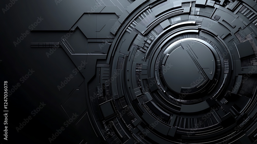 Poster dark tech circular design background