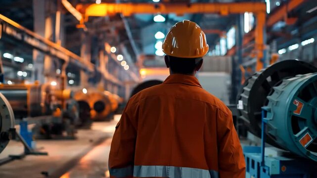 worker with safety helmet factory industry
