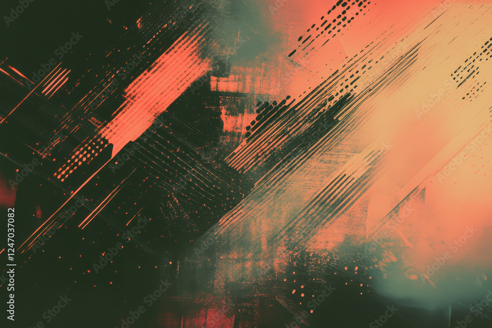 Poster creative glitch artwork with stippling and flowing lines in a high-resolution abstract background fe