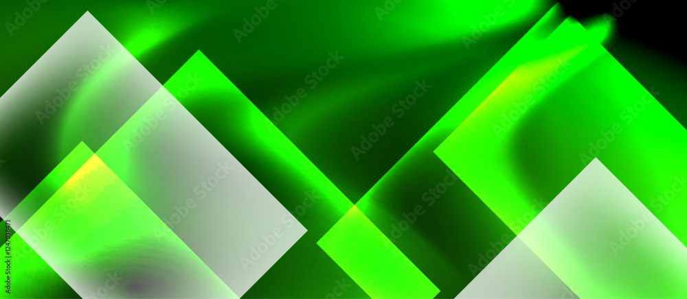 Aufkleber glass squares with neon shiny light abstract background