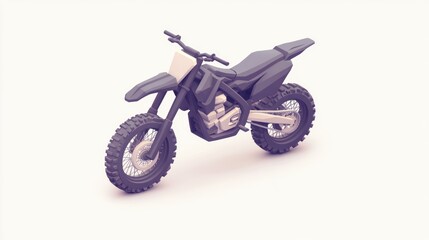 Low-poly 3D model of a dirt bike, isolated on white background.