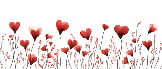Heart Floral Illustration on White Background