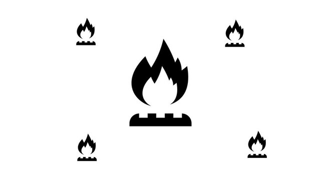 Zoom in and out animation the gas symbol. Large black symbol in the center and four small symbols around. Seamless looped 4k animation on white background