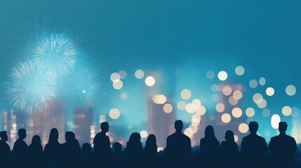 Celebration spectacle with fireworks over city silhouette for festive event design