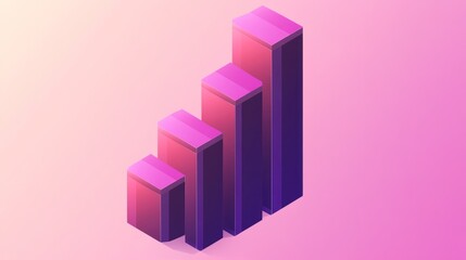 Isometric 3D bar graph showing upward growth trend. (2)