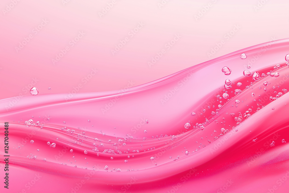 Poster vibrant pink water waves with bubbles creating a serene and dynamic atmosphere