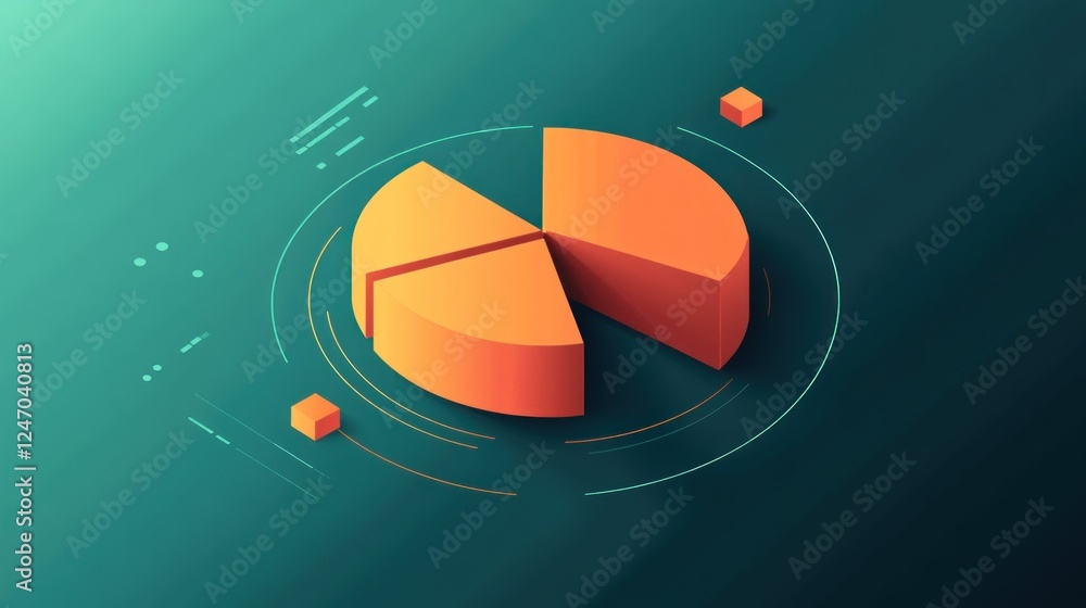 Poster 3d pie chart infographic showing data segments.