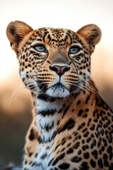 Close-up of a baby leopard with intense gaze.