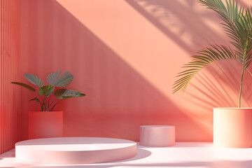 Colorful pastel object podium. Platform for product presentation. Showcase 3d rendering