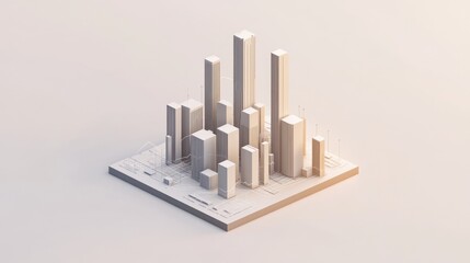 Isometric low-poly model of a city skyline.