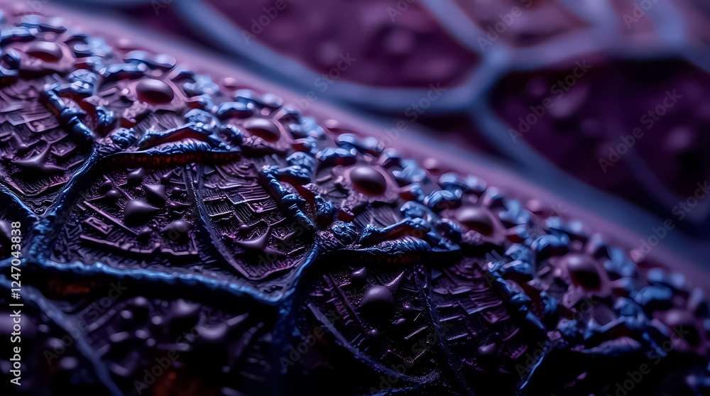 Poster close-up of intricate patterns on a textured surface at dusk showcasing natural design elements. gen