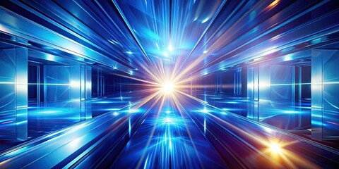 Obraz premium Futuristic Blue Gradient Abstract Glowing Light Rays