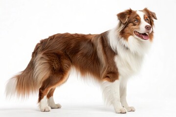 Fototapeta premium miniature american shepherd dog isolated on white background